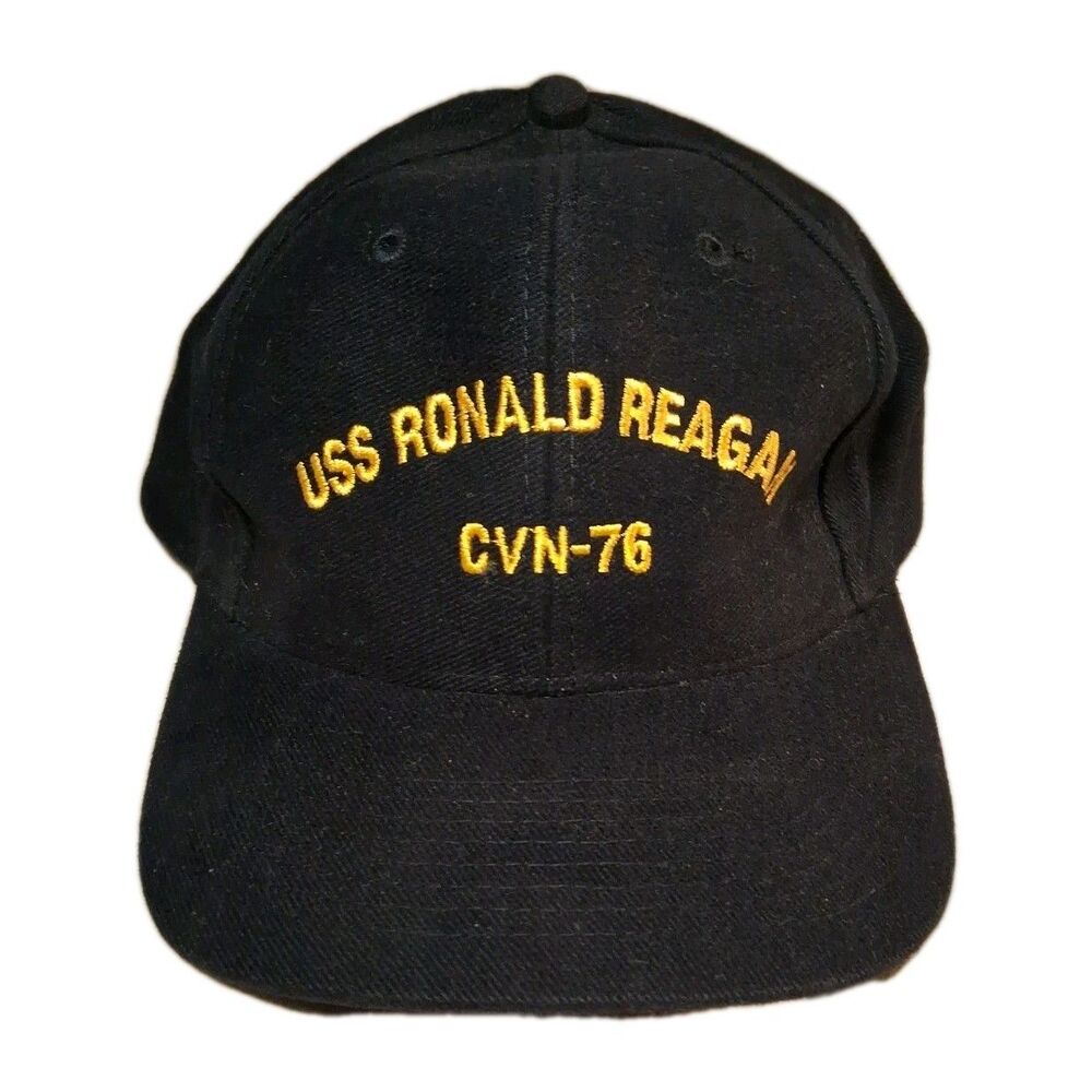 USS Ronald Reagan CVN-76 Black Baseball Hat Cap Nimitz-class Super Carrier Navy
